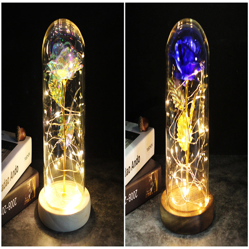 Galaxy Enchanted Rose in Glass Dome with LED Lights | Forever Flower Gift