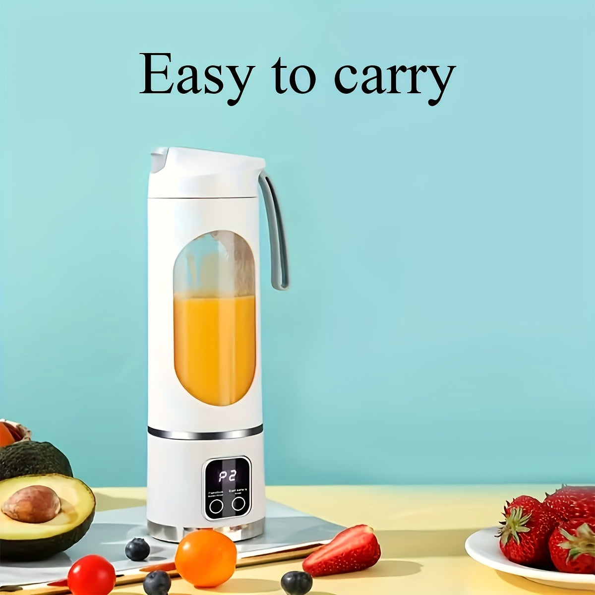 Portable USB-Rechargeable Blender & Juicer | Digital Display, Easy Clean | Ideal for Fruit & Vegetable Drinks, Shakes, Smoothies | Travel-Friendly 15oz Capacity