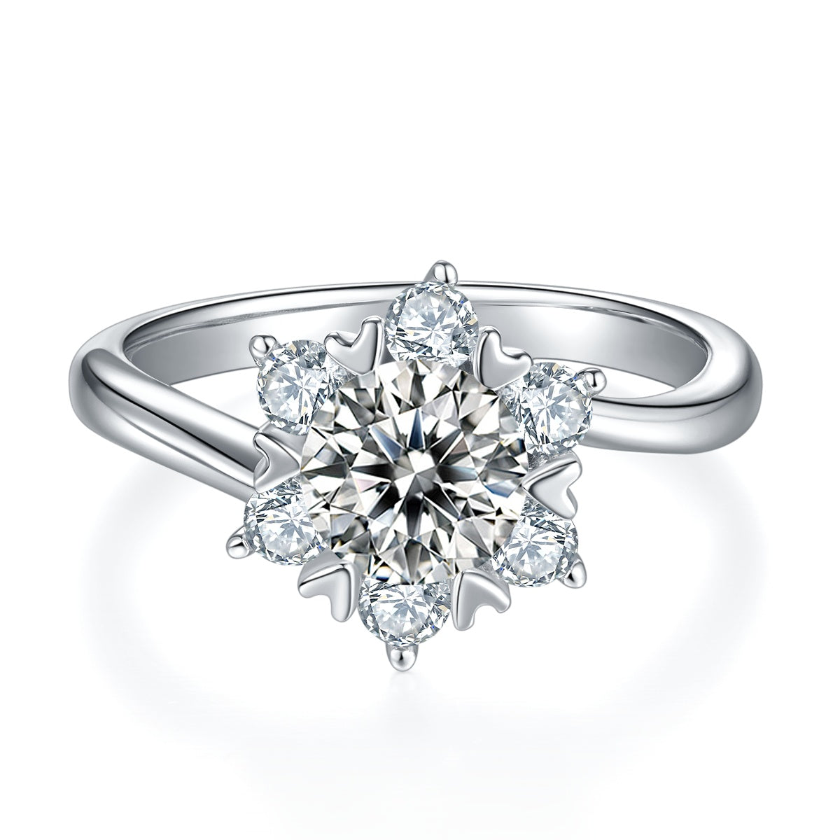 1-carat Luxury Silver Ring Set With Top-quality Moissanite D Color VVS, S925 Silver Plated Platinum
