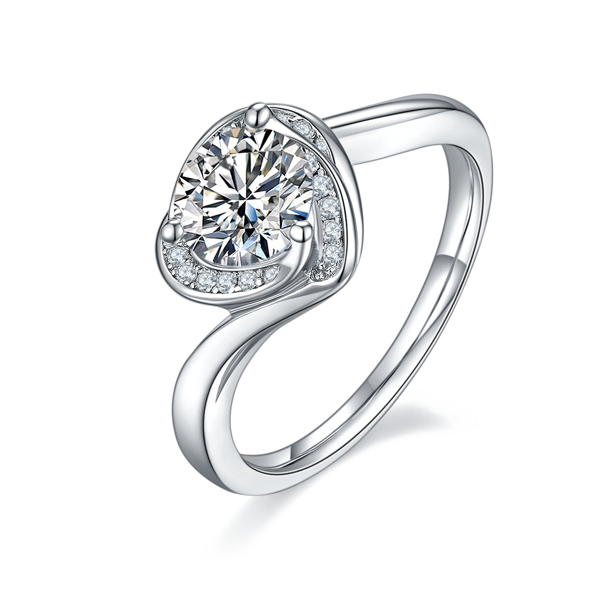 1-carat Luxury Silver Ring Set With Top-quality Moissanite D Color VVS , S925 Silver Plated Platinum