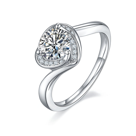 1-carat Luxury Silver Ring Set With Top-quality Moissanite D Color VVS , S925 Silver Plated Platinum