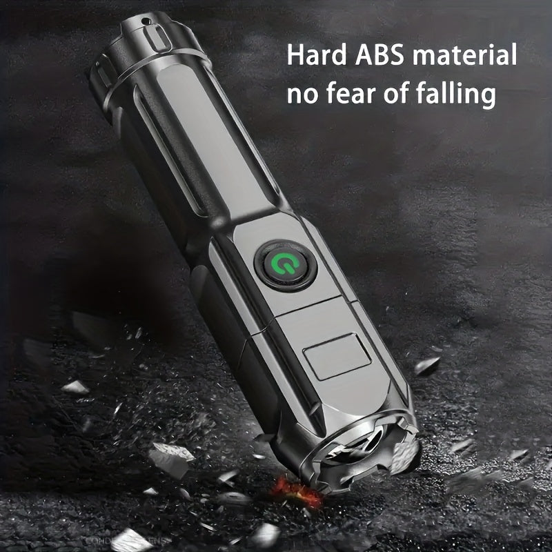 Powerful Zoomable LED Flashlight | Outdoor Multi-functional & Portable Torch | USB Rechargeable, Waterproof, Long-Range Lighting for Home & Camping Use