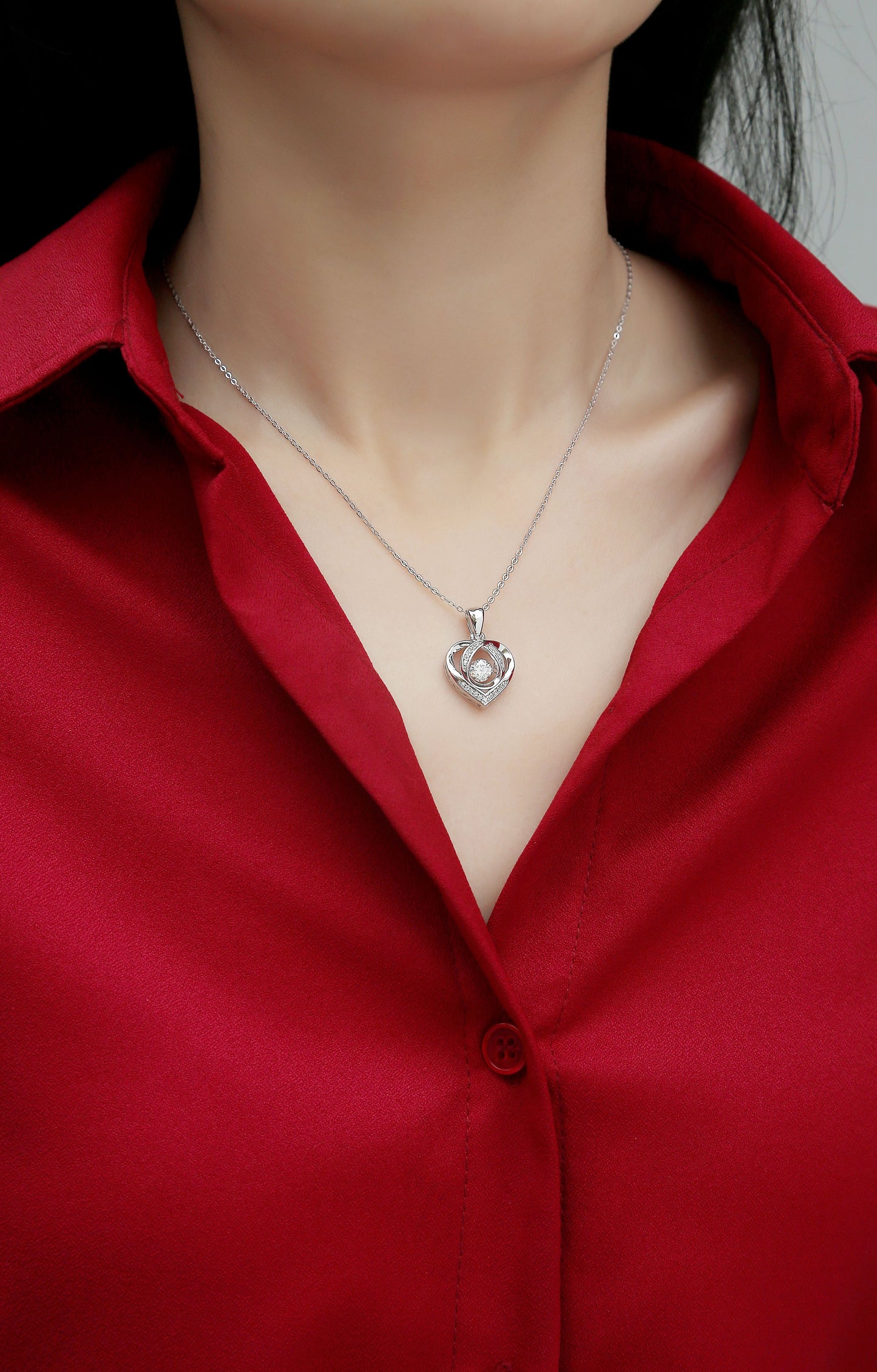 With You In My Heart - S925 Silver Moissanite Necklace, Platinum-Plated Luxury Pendant