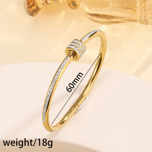 Elegant Diamond-Embellished Open Bangle Bracelet for Women