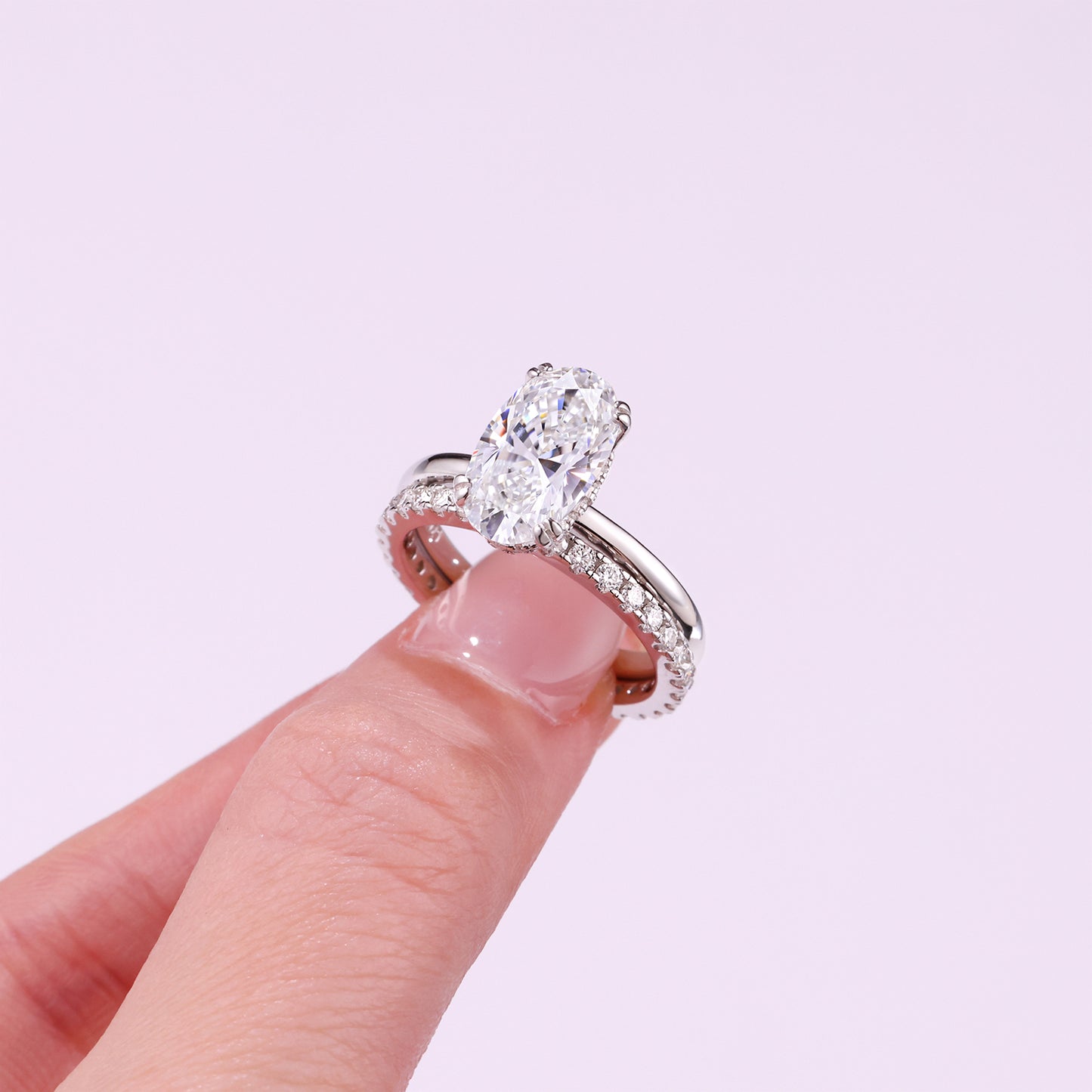 Egg-shaped Moissanite Double Rings Set With Top-quality Moissanite D Color VVS,  Luxury Silver Ring S925 Silver Plated With Platinum