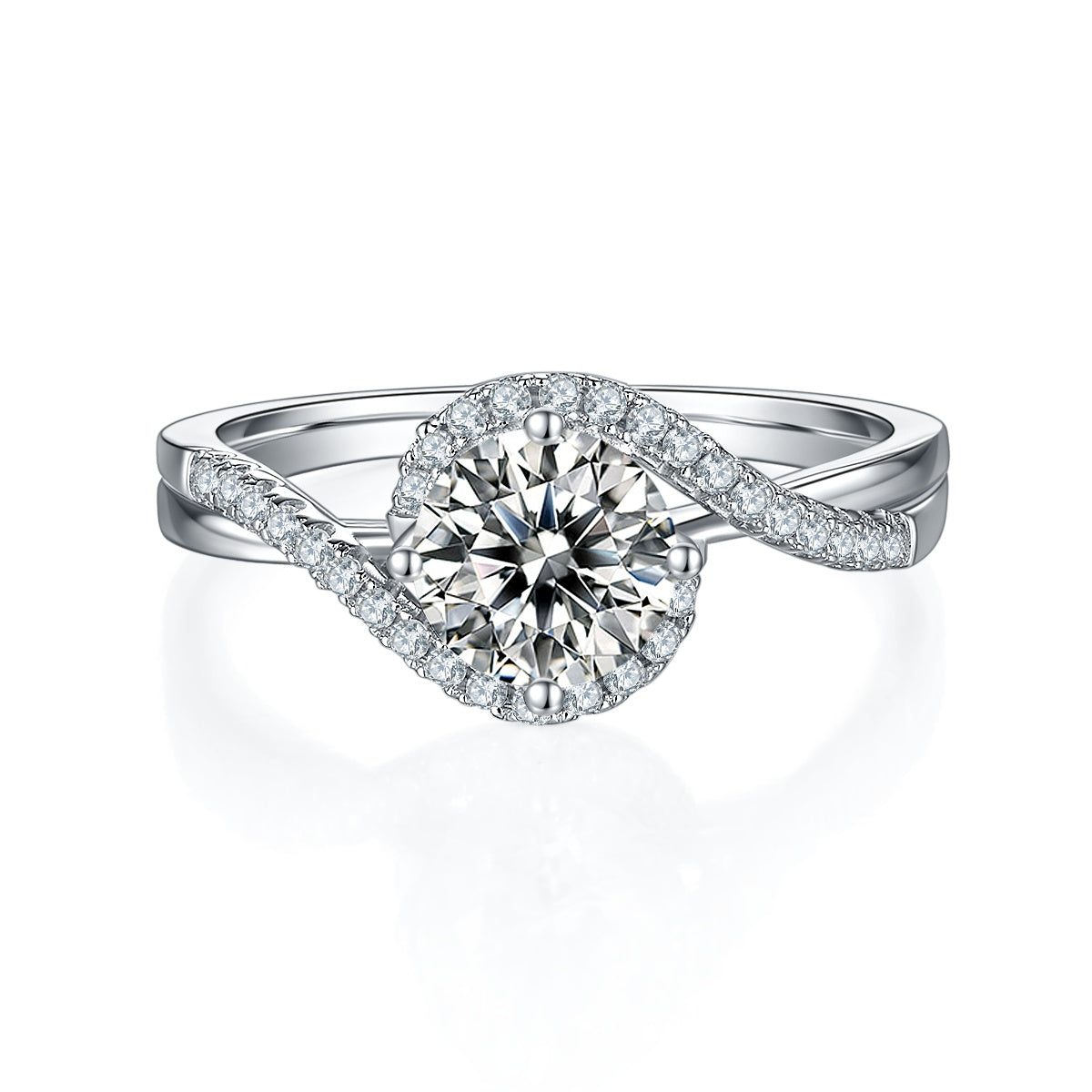 1 Carat D Color VVS1 Moissanite Silver Ring , S925 Sterling Silver Platinum Plated