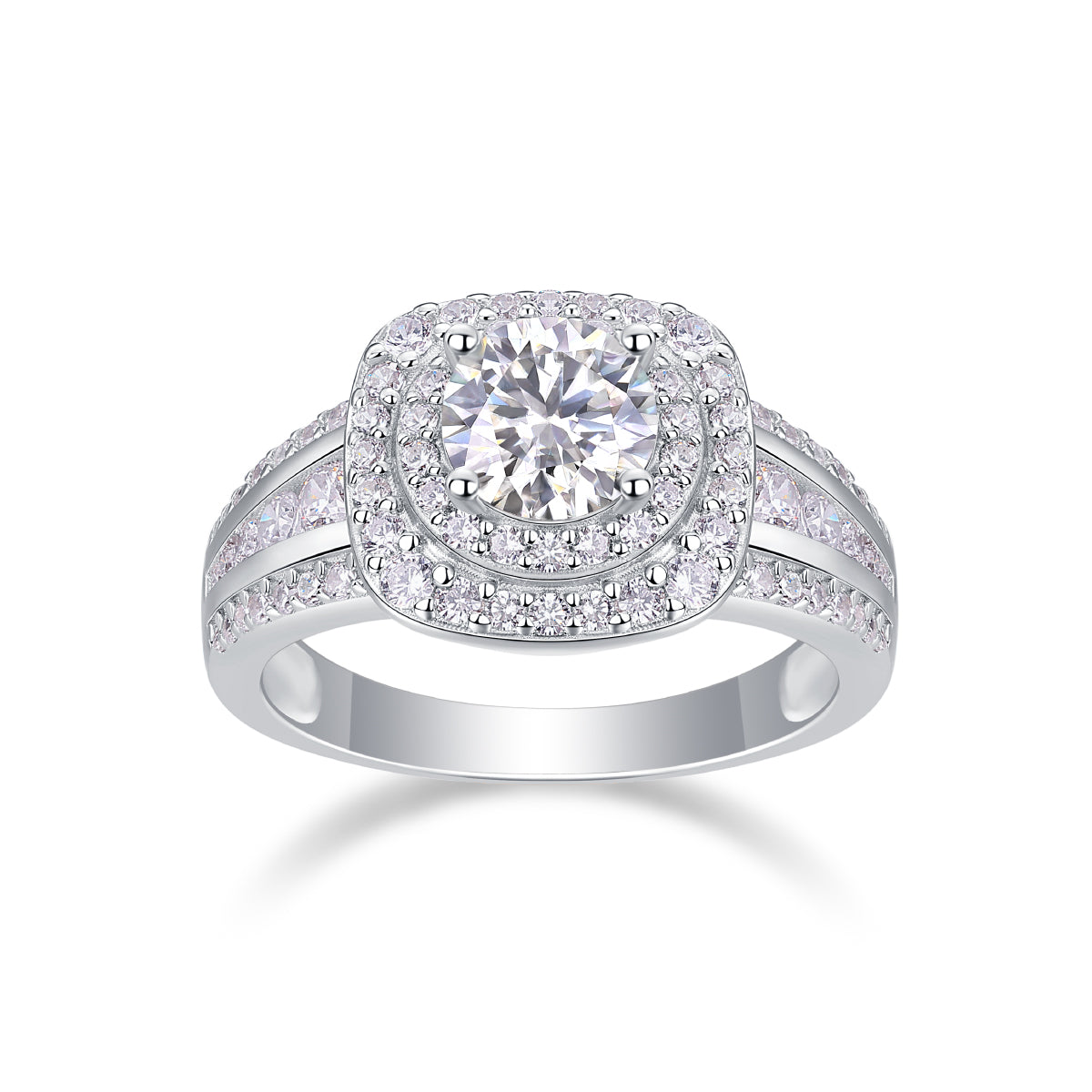 Starry Sky Crown - Luxury Silver Ring Set With Top-quality 1-carat Moissanite D Color VVS,  S925 Silver And Platinum-plated Diamond Ring