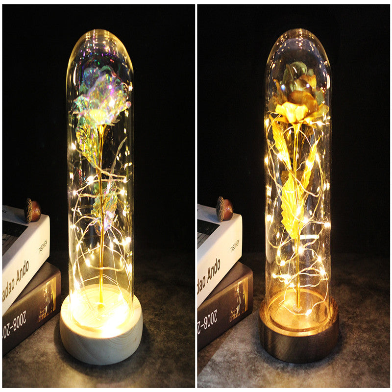 Galaxy Enchanted Rose in Glass Dome with LED Lights | Forever Flower Gift