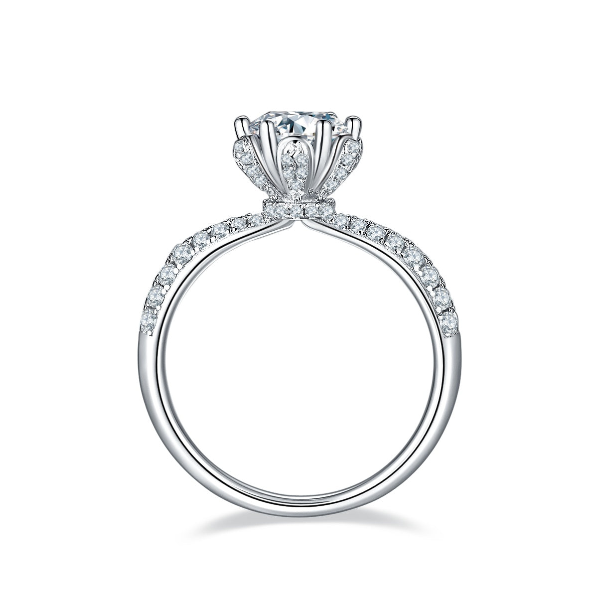 1-carat Luxury And Fashionable Light Luxury Jewelry Silver Ring Set With Top-quality Moissanite, S925 Silver Plated Platinum