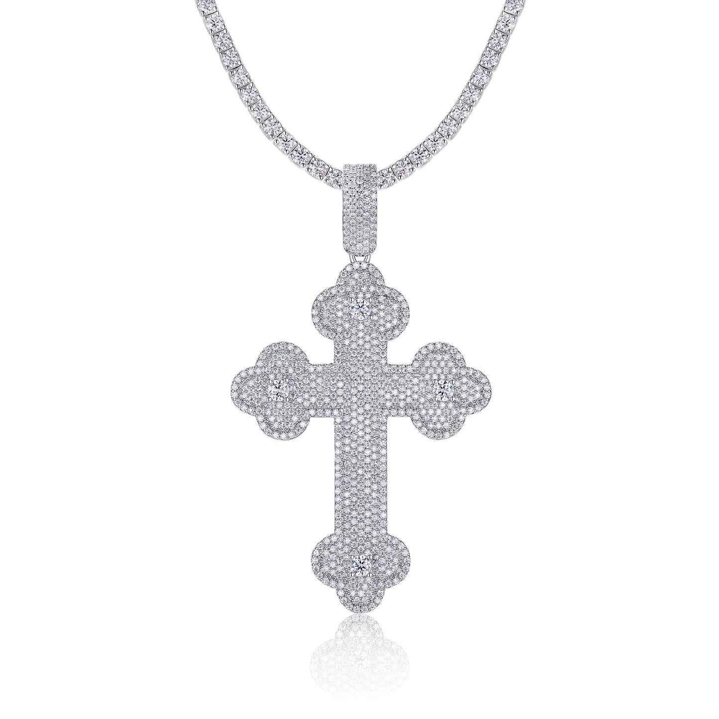 Luxury Silver Necklace Featuring Top-quality Moissanite, Made Of S925 Silver Electroplated With Platinum.