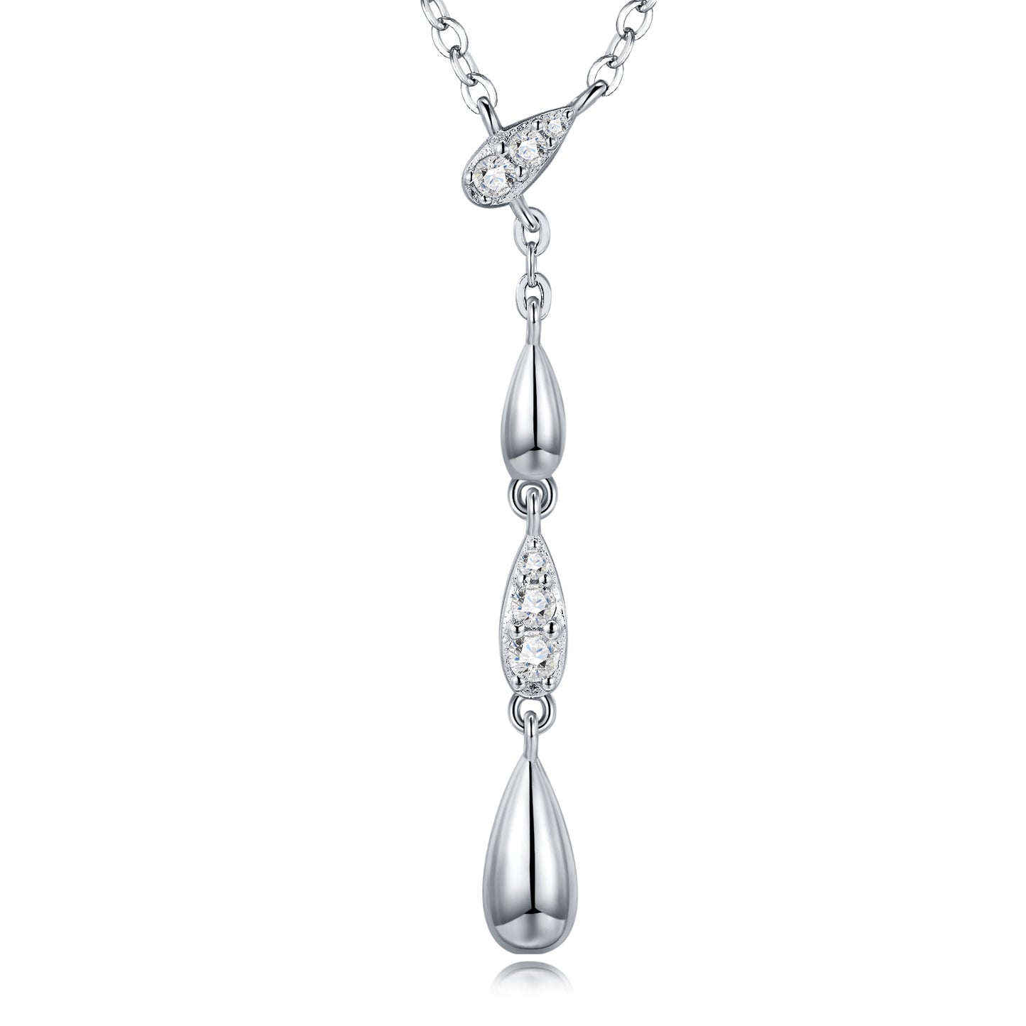 Luxury Silver Necklace Featuring Top-quality Moissanite, Made Of S925 Silver Electroplated With Platinum.