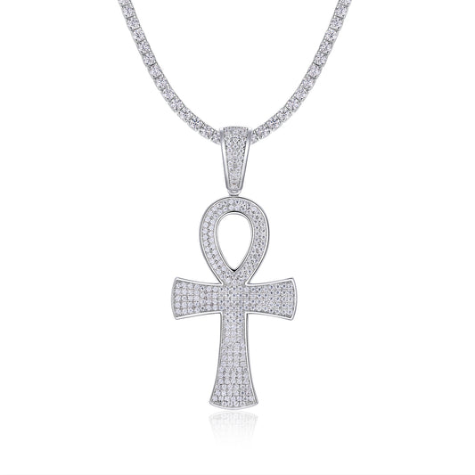 Luxury  Silver Necklace Set With Top-quality Moissanite, S925 Silver Electroplated With Platinum