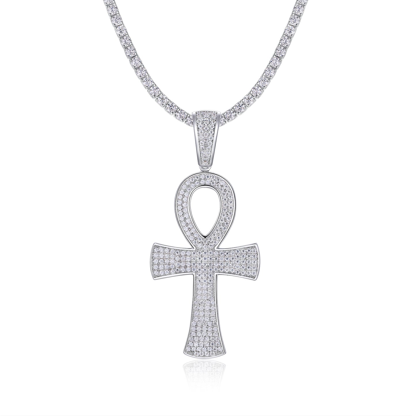 Luxury  Silver Necklace Set With Top-quality Moissanite, S925 Silver Electroplated With Platinum