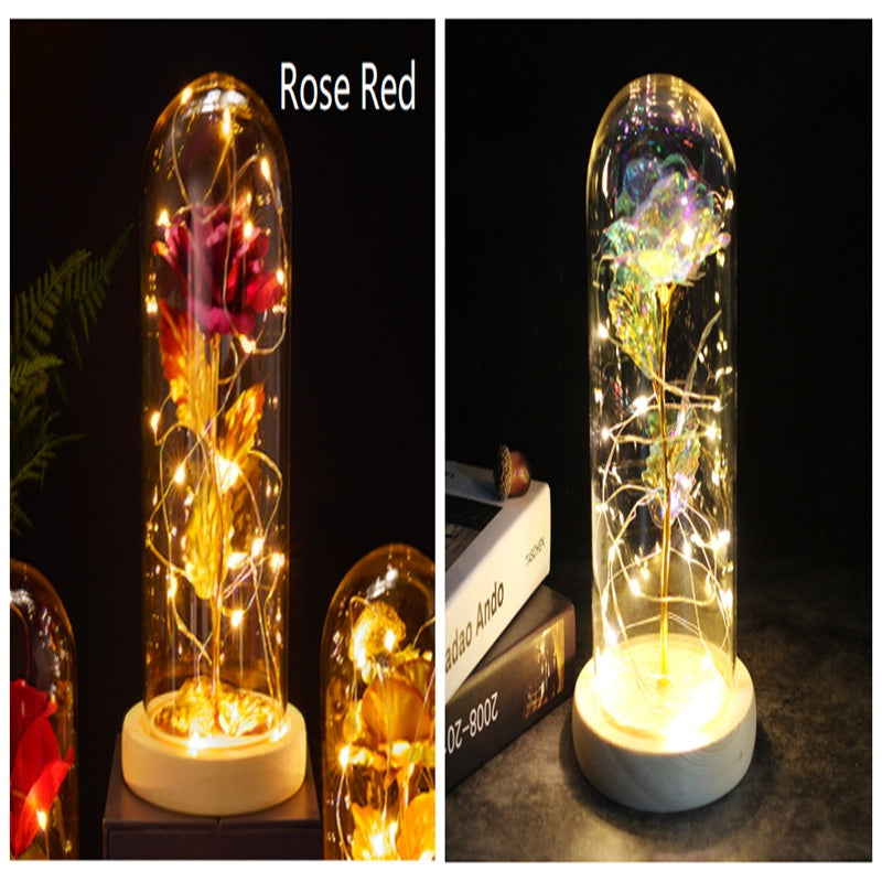 Galaxy Enchanted Rose in Glass Dome with LED Lights | Forever Flower Gift