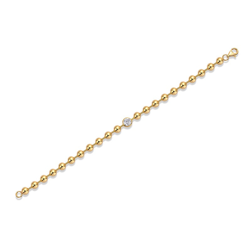 1-carat Luxury And Fashionable Light Luxury Trend Jewelry Silver Bracelet Set With Top-quality Moissanite, S925 Silver Electroplated With Gold