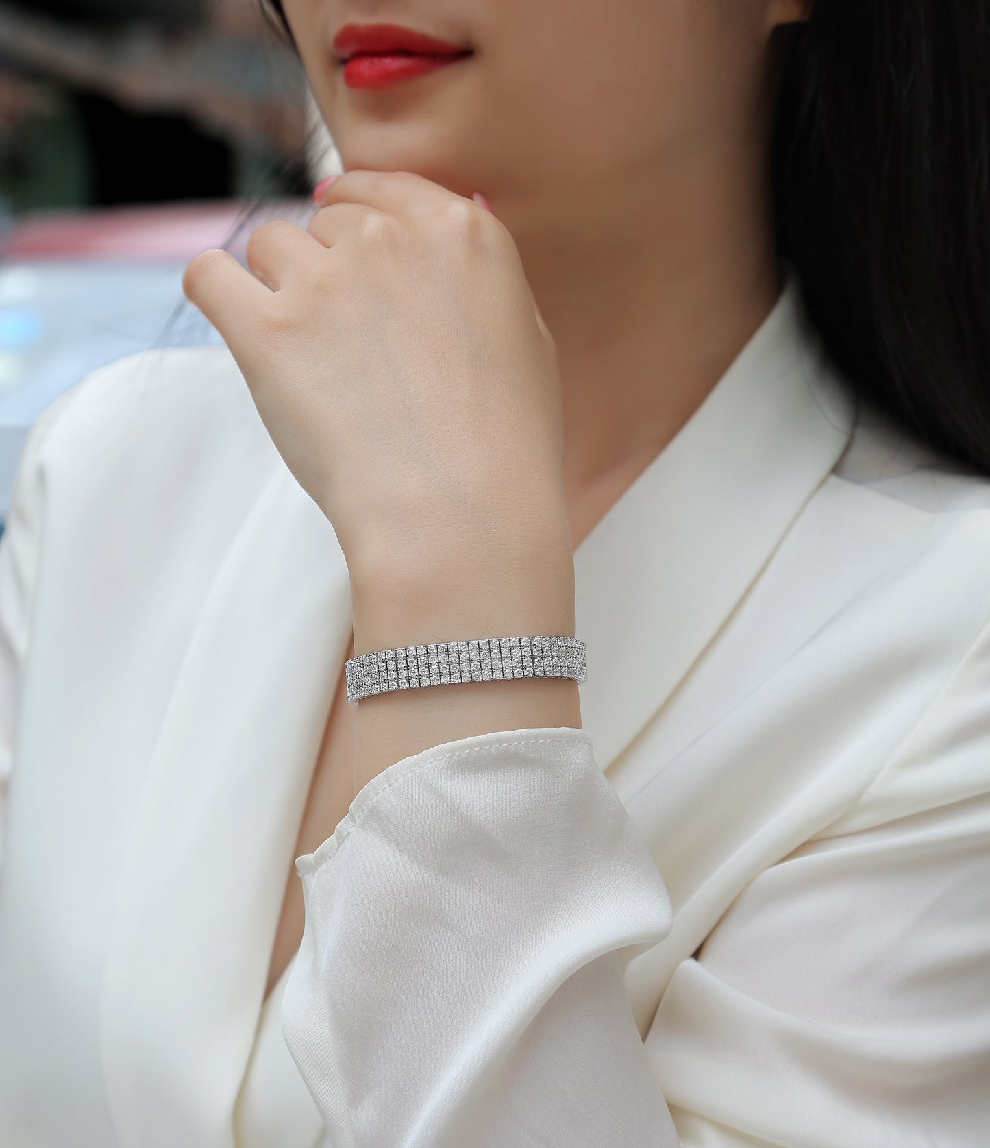 The Light On The Chain - Luxury Silver Bracelet Set With Top-quality Moissanite S925 Silver-plated Platinum