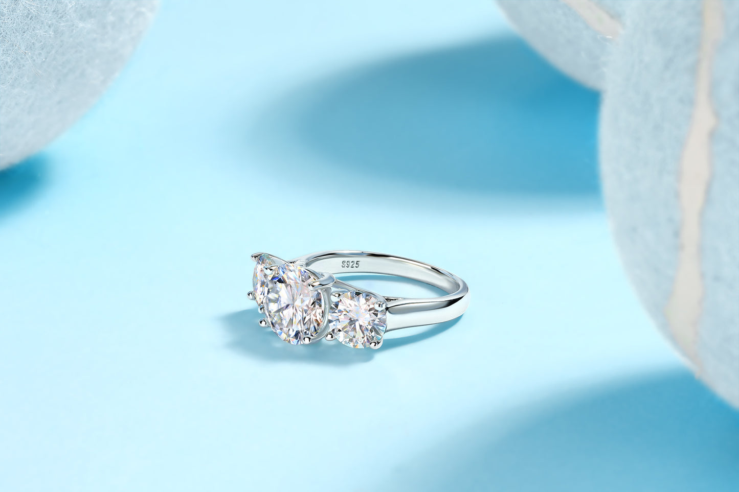 Three Lives Of Fortune - Luxury Silver Ring Set With Top-quality 3-carat Moissanite D Color VVS,  S925 Silver And Platinum-plated Diamond Ring