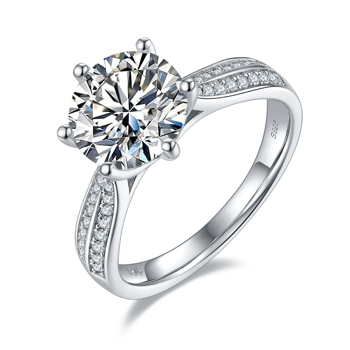 A 3-carat Luxury Silver Ring Set With Top-quality Moissanite D Color VVS, S925 Silver Plated With Platinum