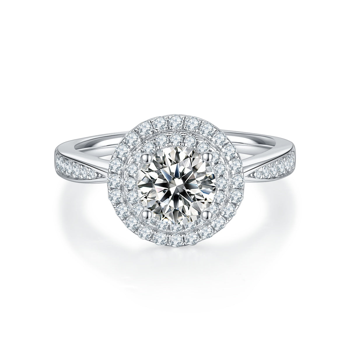 1-carat Luxury And Fashionable Light Luxury Jewelry Silver Ring Set With Top-quality Moissanite, S925 Silver Plated Platinum
