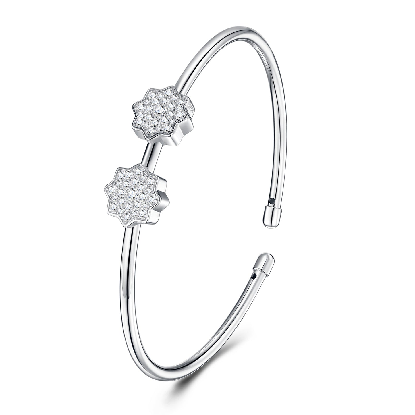 Luxury Silver Bracelet Featuring Top-quality Moissanite, Made Of S925 Silver Electroplated With Platinum.