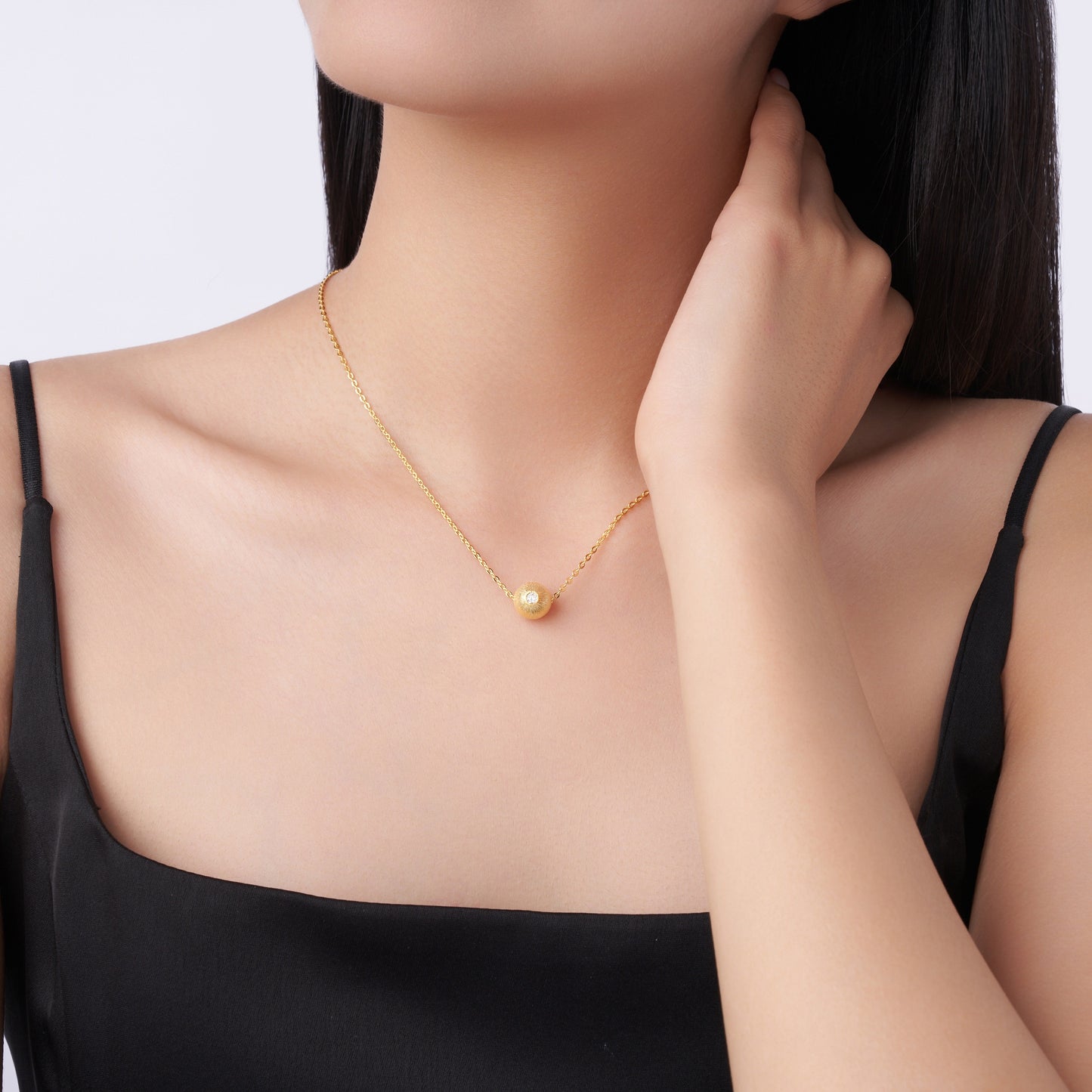 Good Fortune Flows - Stylish Moissanite Pendant , S925 Sterling Silver, Gold-Plated Finish