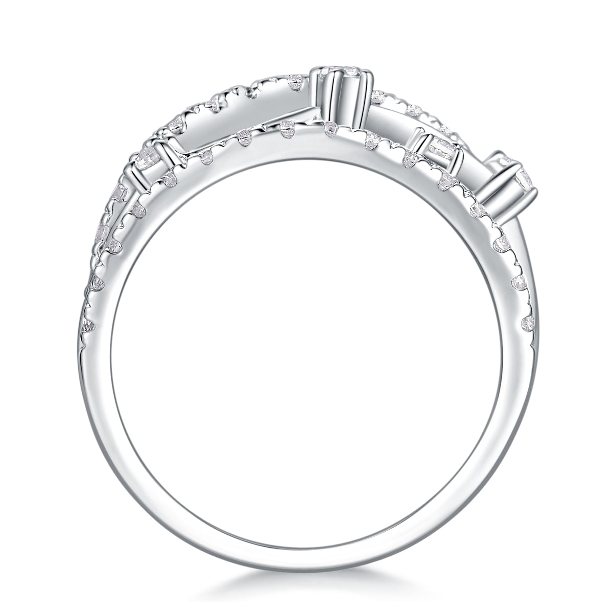 Starry Sky Boat - Luxury Silver Ring Set With Top-quality Moissanite,  S925 Silver And Platinum-plated Diamond  Ring