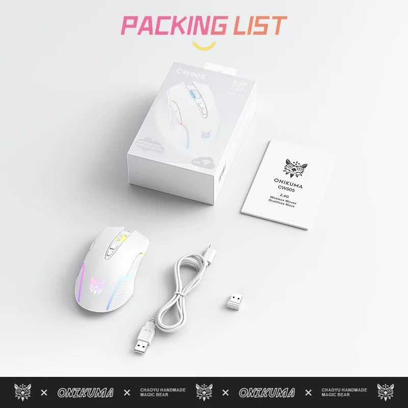 Wireless RGB Mechanical Gaming Mouse - 2.4GHz High-Speed Connection, Adjustable DPI & Ergonomic Design