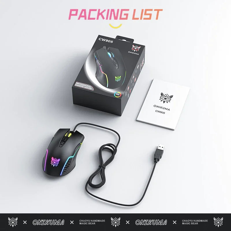 Wireless RGB Mechanical Gaming Mouse - 2.4GHz High-Speed Connection, Adjustable DPI & Ergonomic Design