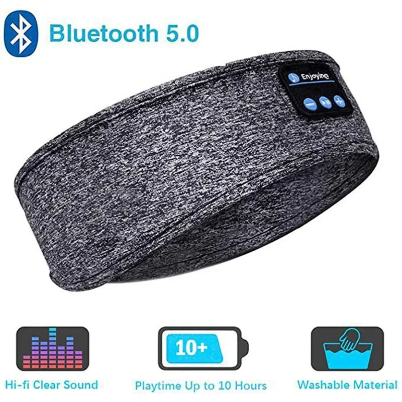 Bandeau de sommeil Bluetooth avec écouteurs sans fil intégrés – Masque de sommeil musical élastique 