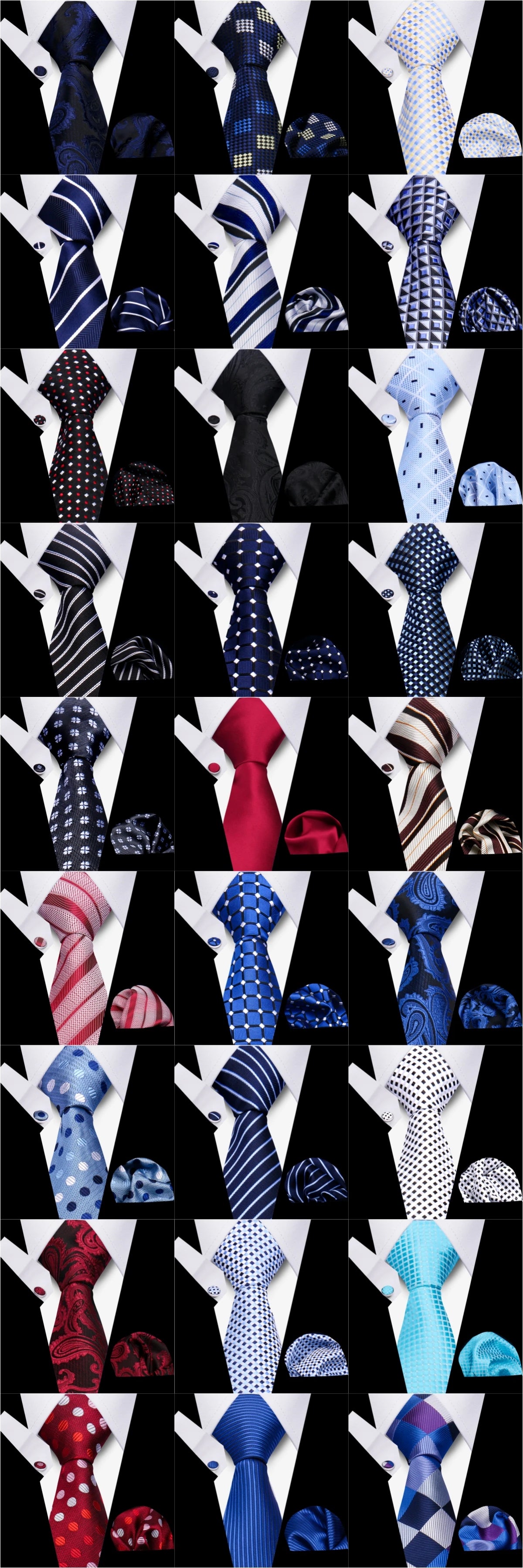 Luxury Necktie Handcraft Cufflinks 3 Pcs Business Wedding Suit Accessories