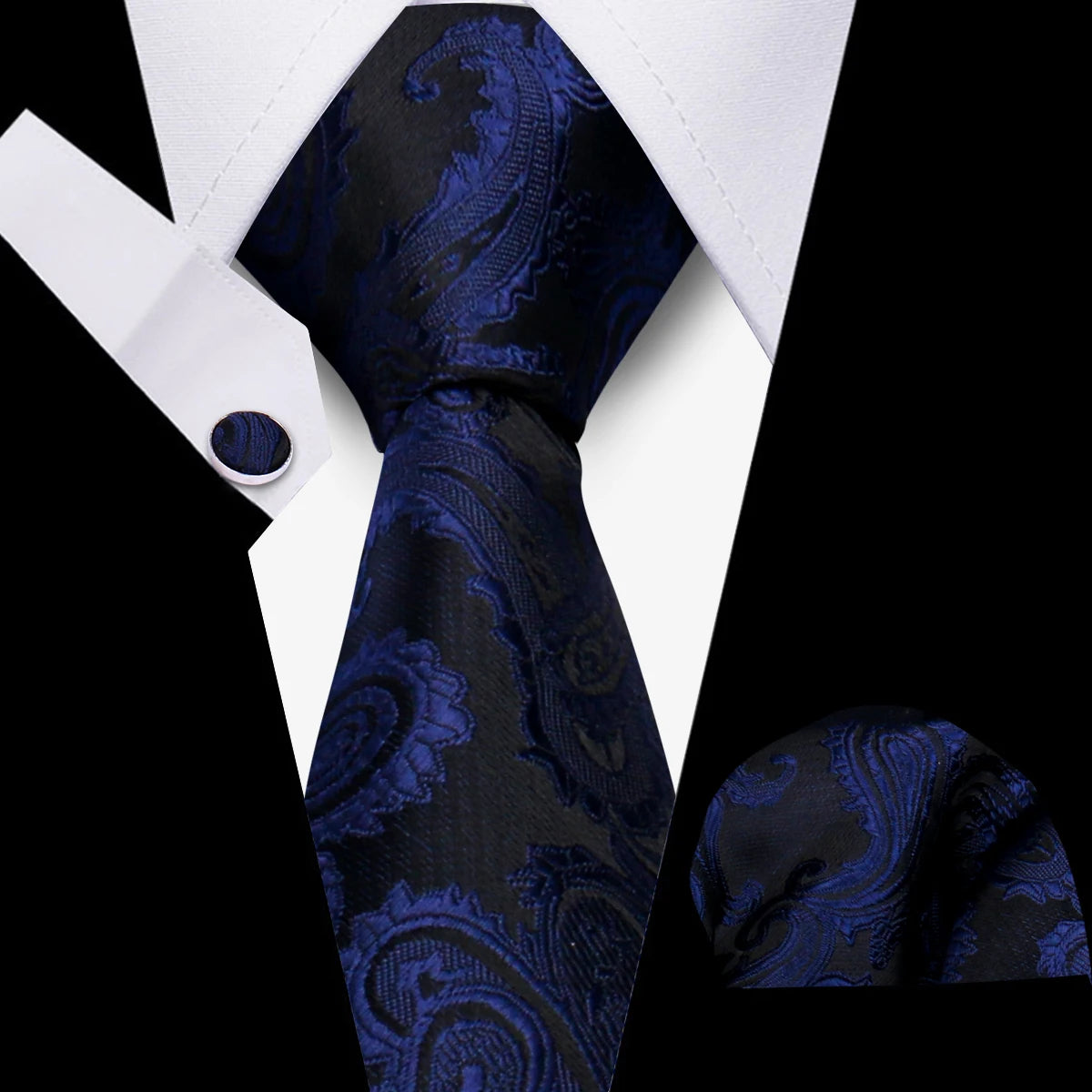 Luxury Necktie Handcraft Cufflinks 3 Pcs Business Wedding Suit Accessories