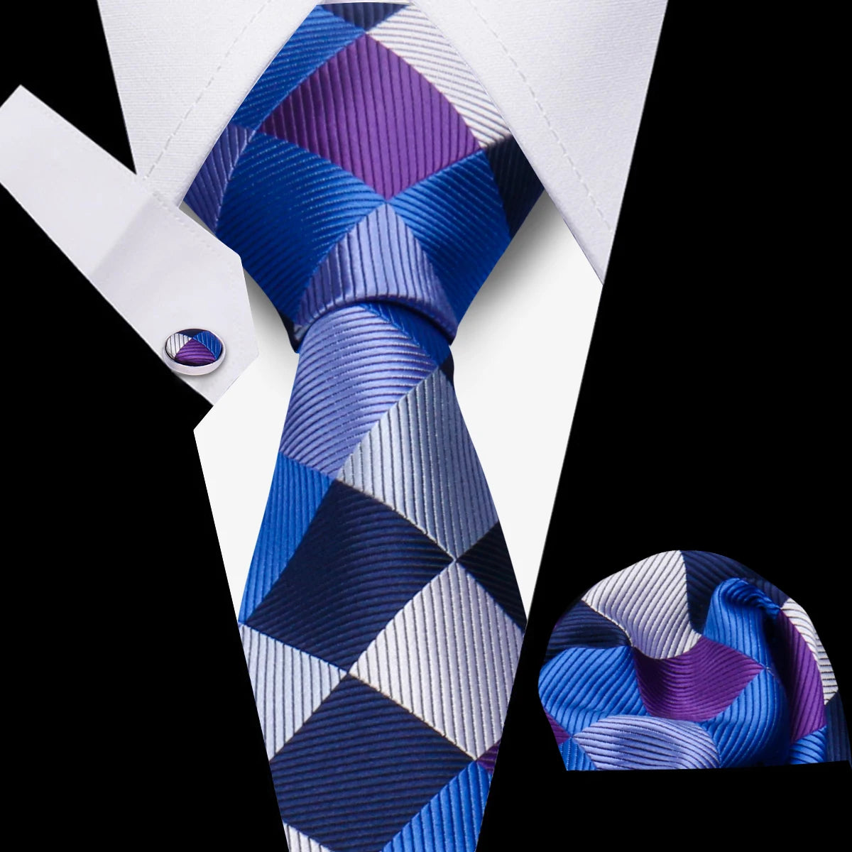 Luxury Necktie Handcraft Cufflinks 3 Pcs Business Wedding Suit Accessories