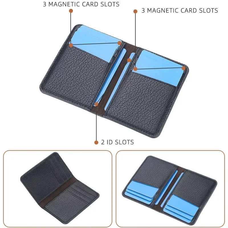 Men's Slim Bifold Wallet: Minimalist PU Leather Card Holder,Multi-Card Slots
