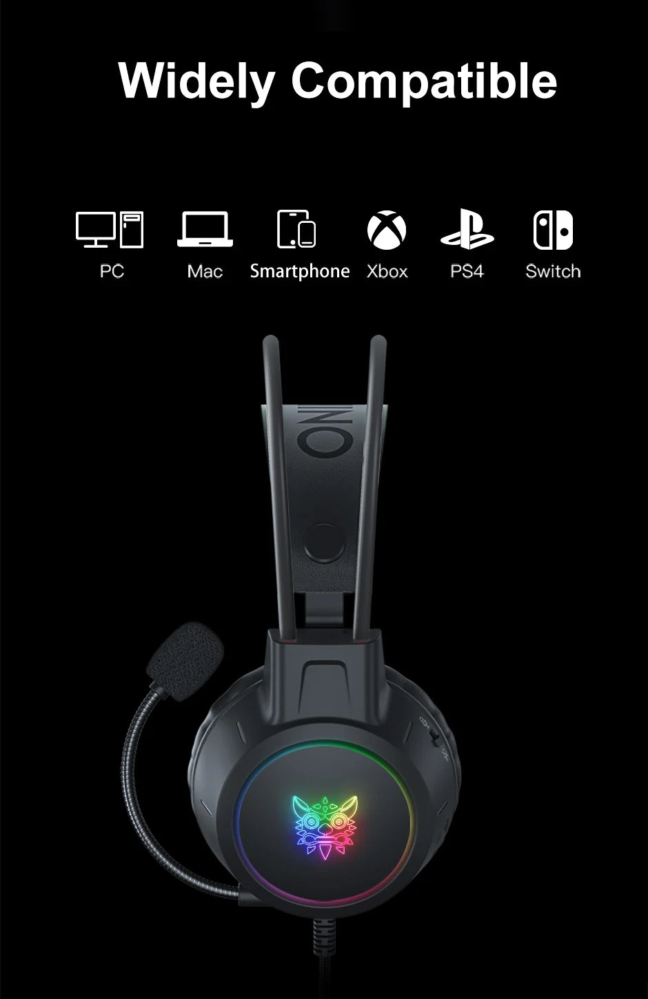 ONIKUMA X15 Pro RGB Gaming Headset – Wired Over-Ear Headphones with Pink Cat Ears & Noise-Cancelling Mic for PC & PS4