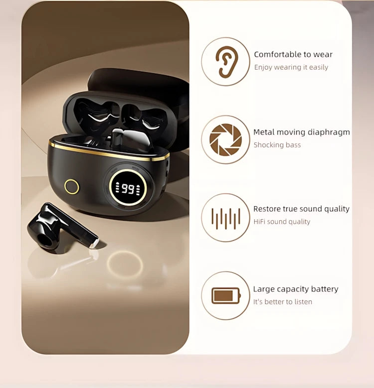 Bluetooth 5.3 Wireless Earbuds LED Display Binaural Waterproof Noise Reduction Earphone