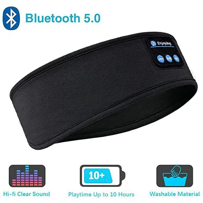 Bandeau de sommeil Bluetooth avec écouteurs sans fil intégrés – Masque de sommeil musical élastique 