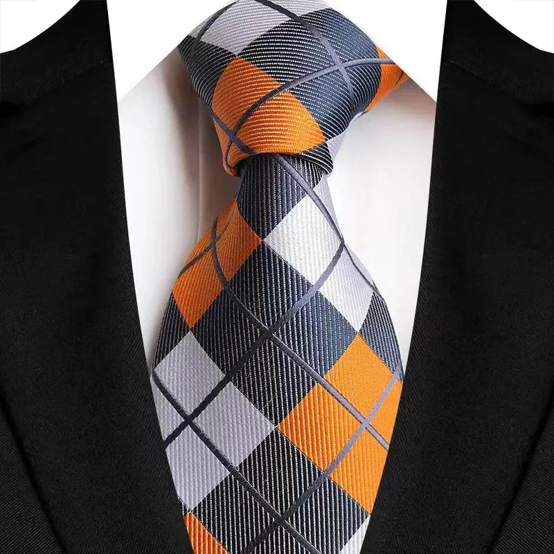 Luxury 8CM Orange Color Neck Tie For Party Jacquard Neckties Adult Brown Neck Ties