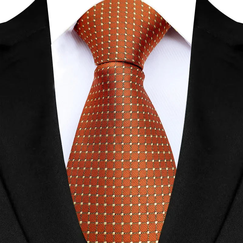 Luxury 8CM Orange Color Neck Tie For Party Jacquard Neckties Adult Brown Neck Ties