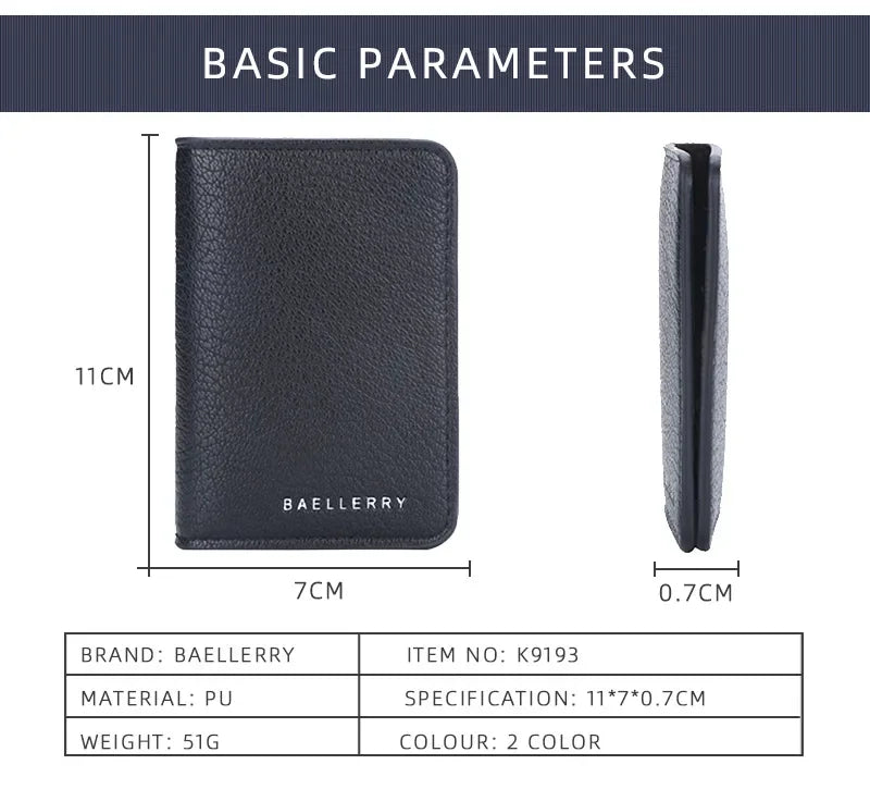 Men's Slim Bifold Wallet: Minimalist PU Leather Card Holder,Multi-Card Slots