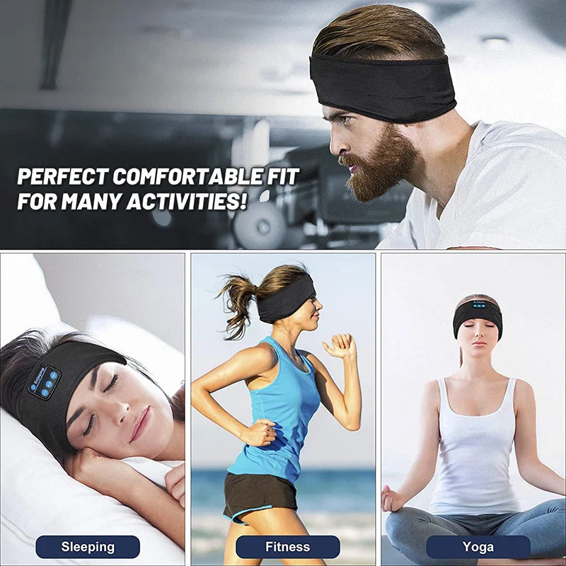 Bandeau de sommeil Bluetooth avec écouteurs sans fil intégrés – Masque de sommeil musical élastique 