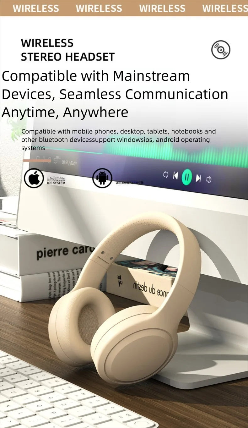 Wireless Bluetooth Over-Ear Headphones – HiFi Stereo, Noise Reduction, Sports & Gaming Headset