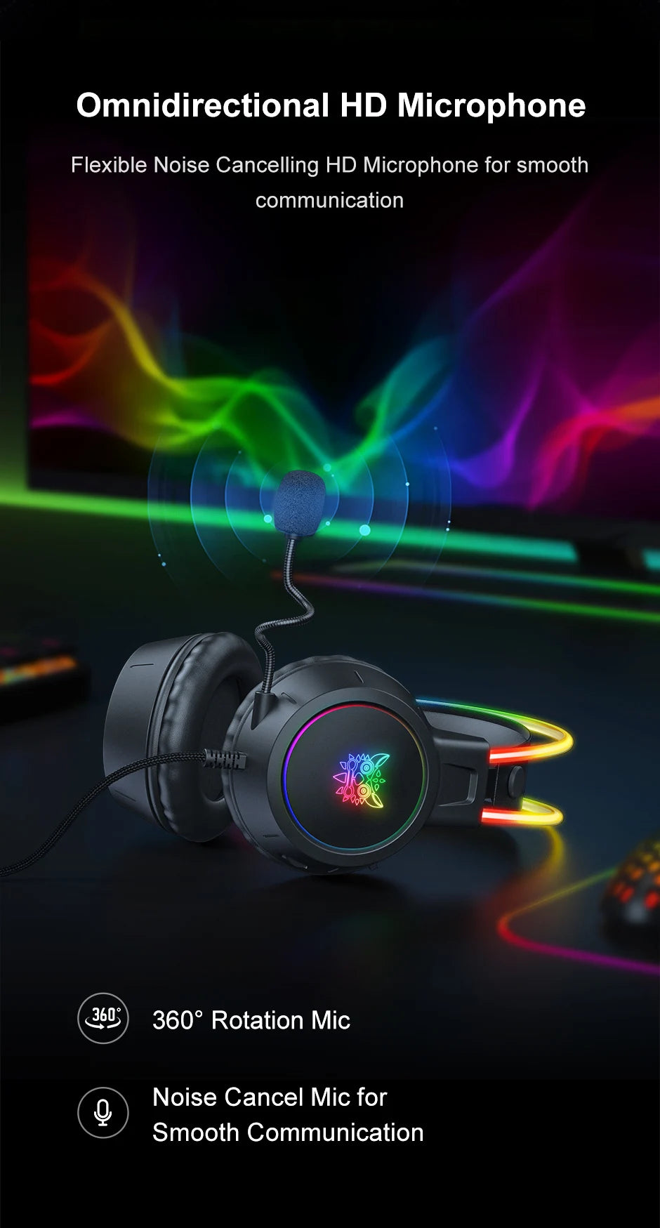 ONIKUMA X15 Pro RGB Gaming Headset – Wired Over-Ear Headphones with Pink Cat Ears & Noise-Cancelling Mic for PC & PS4