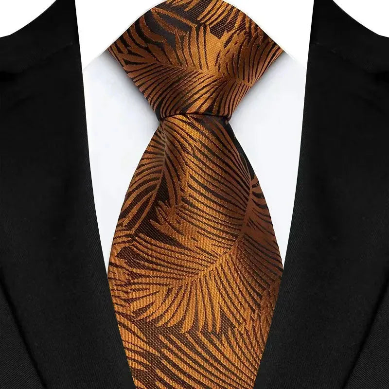 Luxury 8CM Orange Color Neck Tie For Party Jacquard Neckties Adult Brown Neck Ties