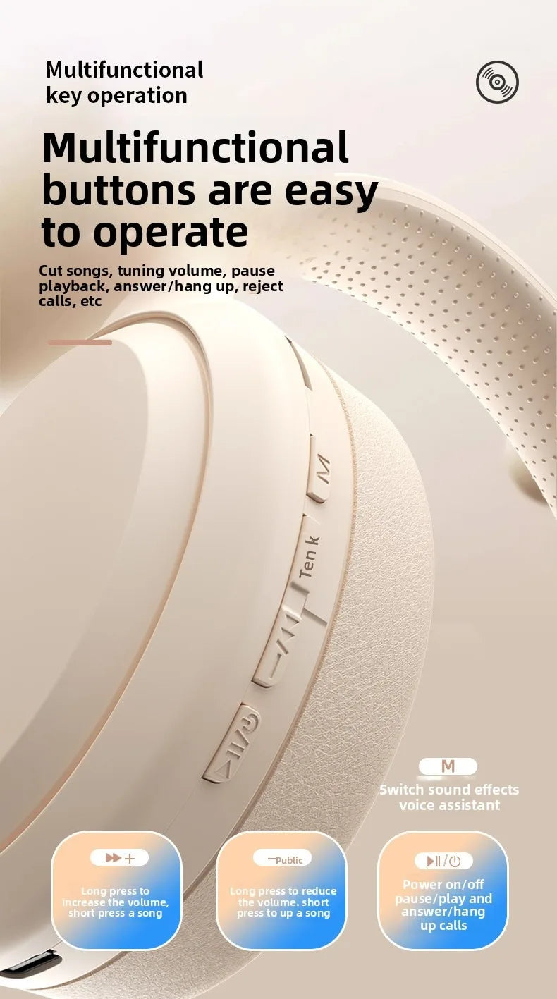 Wireless Bluetooth Over-Ear Headphones – HiFi Stereo, Noise Reduction, Sports & Gaming Headset