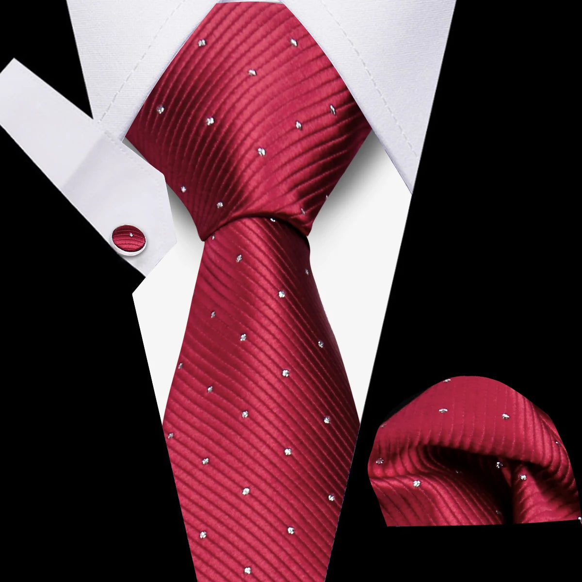Luxury Necktie Handcraft Cufflinks 3 Pcs Business Wedding Suit Accessories