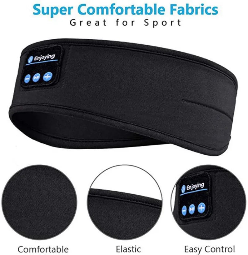 Bandeau de sommeil Bluetooth avec écouteurs sans fil intégrés – Masque de sommeil musical élastique 