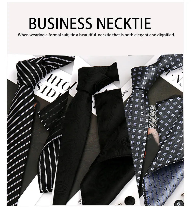 Luxury Necktie Handcraft Cufflinks 3 Pcs Business Wedding Suit Accessories