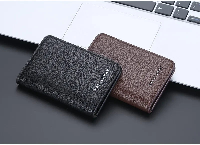 Men's Slim Bifold Wallet: Minimalist PU Leather Card Holder,Multi-Card Slots
