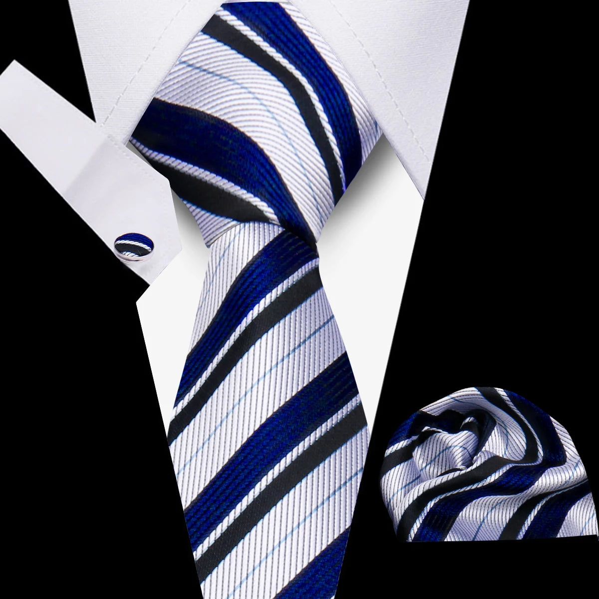 Luxury Necktie Handcraft Cufflinks 3 Pcs Business Wedding Suit Accessories