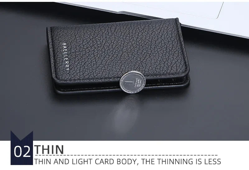 Men's Slim Bifold Wallet: Minimalist PU Leather Card Holder,Multi-Card Slots